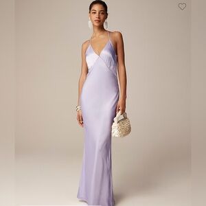 Anna October© X J.Crew V-neck slip dress in luster crepe